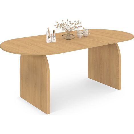 Tavolo da pranzo ovale japandi allungabile EDITH 6-10 persone in faggio effetto legno 160 - 200 cm