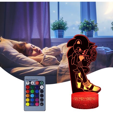 1 veilleuse 3D Sonic le Hérisson multicolore avec télécommande LC-1633 (version crackée) : tactile multicolore + télécommande 16 couleurs
