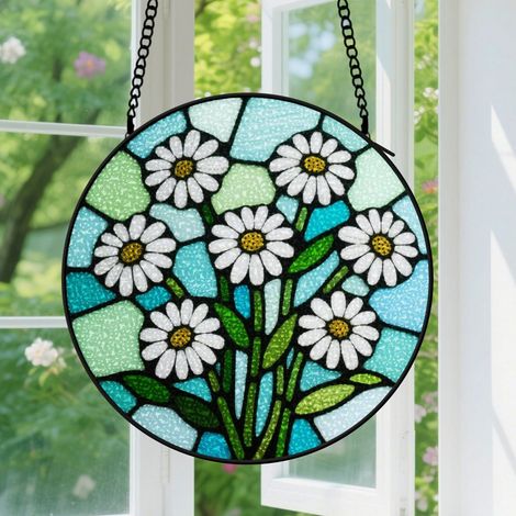9cm Suspension en vitrail - Attrape-soleil minimaliste élégant artistique, décoration fenêtre unique, cadeau Fête des Mères pour femme, maman, amie (1/5)