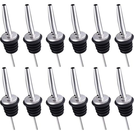Appuie-tête 12Pcs Verseurs de Bec Métal pour avec Sceau en Aoutchouc Verseurs Vitesse en Acier Inoxydable Verseurs de Bouteilles Iassiques pour Vin Liqueur Boissons Cocktails Huile (1/5)