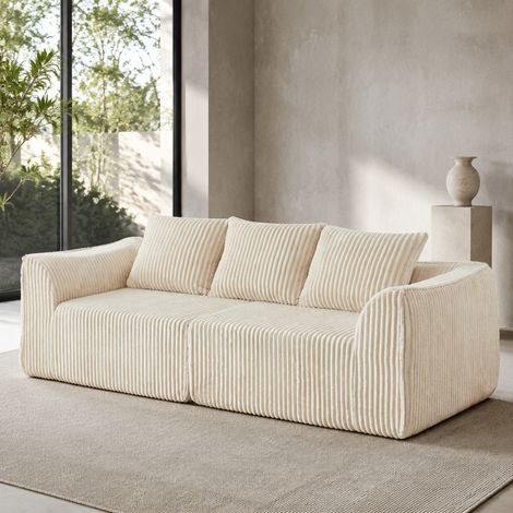 OKMYHOME modulares Samtsofa in Beige, 235,5 cm, minimalistischer Stil, ohne Montage (1/5)