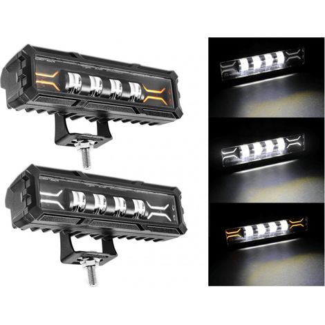 17 cm 7D Projecteur à diodes LED Bar, LED Bar, halogène, lumière blanche + feu de position blanc-jaune, 12V-24V pour ATV, SUV, J