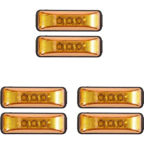 Lot de 6 feux de gabarit latéraux à LED ambre 24 V 3,9 pouces (9,9 cm) pour camions et remorques, étanches. (1/5)