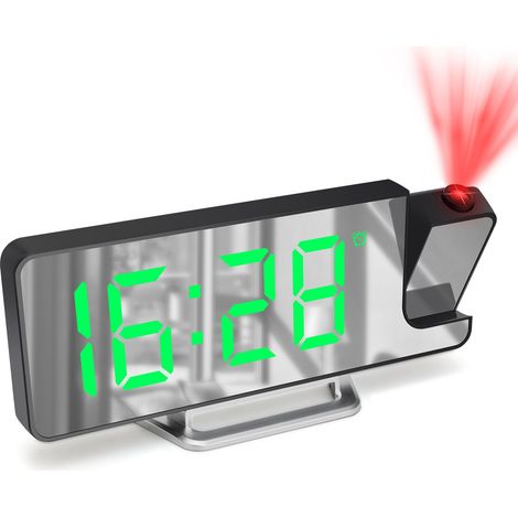 Reveil Projecteur Plafond, Réveil Projection avec Écran LED Vert (1/5)