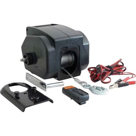 Drakkar Equipement – Treuil de traction électrique 12V 500kg – Télécommande sans fil – Câble 9,2m – Moteur 300W pour charges roulantes