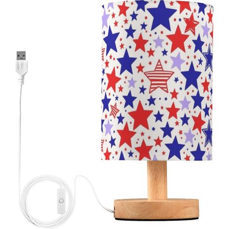 Lampe de table blanche vintage pour enfants avec étoiles rouges (1/5)