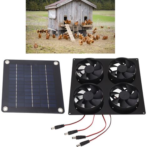 4-Port-Solarventilator für Tierheime, Außenbelüftung, Kühlung und Lufterneuerung, 5–12 V (1/5)