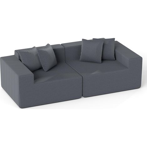 COSTWAY Divano a 2 Posti, Divanetto Imbottito in Velluto,4 Cuscini Aggiuntivi, 204x89x64 cm