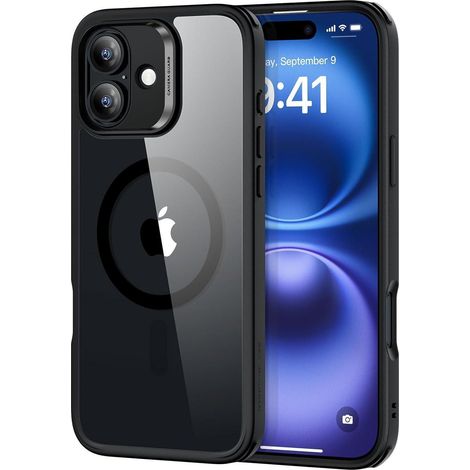 Handyhülle iPhone 16 MagSafe Stoßfest iPhone 16 Klares Schwarz (1/5)