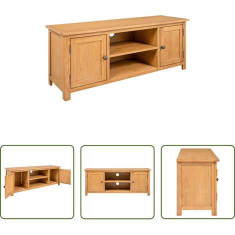 Meuble tv rustique - Meuble TV 110x35x44 cm Bois de chêne massif (1/5)