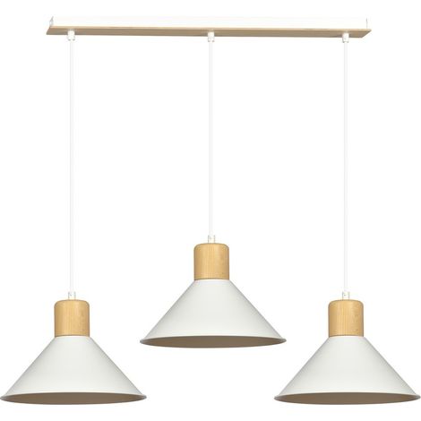 Lampada a Sospensione Rowen, Acciaio verniciato a polvere, Legno, Bianco, 86x100x25 cm