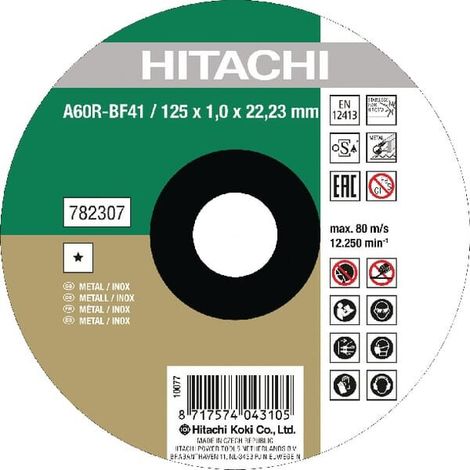 Discos abrasivos de corte para amoladoras angulares para metal/inox tipo A60R-BF41 125x22,23 mm HIKOKI
