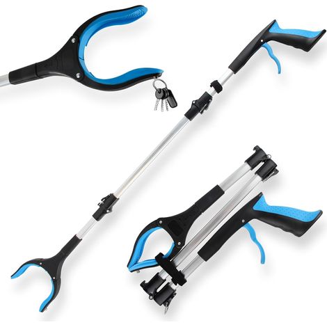 Outils de Ramassage, 91cm Pince telescopique Objet en Aluminium avec Tête Rotative 360° Poignée Ergonomique et Embouts Magnétiques pour la Collecte des Déchets (Bleu) (1/5)