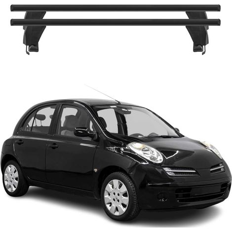 OMAC Dachträger Querträger Alu für Nissan Micra III 2002-2010 5Tür – Abschließbar – T-Nut – City-Crash-getestet – Max. 50 kg Schwarz (1/5)