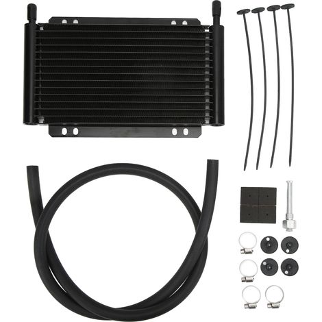 GARRYFIZH ‌Refroidisseur d'Huile Aluminium 15 Rangs Noir Faible Perte de Pression Transmission - pour Pick‑Up, Fourgons, Caravanes - Haute Performance‌