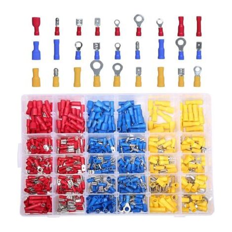 Sollbry 480 pièces 30 types cosses electriques a sertir, connecteurs avec douilles isolantes, anneau plates fourches et kits avec coffret d'assortiment, pour électriciens (1/5)