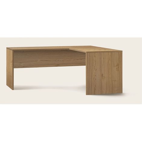 Bureau d'angle droit 180 cm x 169 cm x 76 cm – Panneaux de particules plaqués 25 mm – Finition noyer – Montage facile – Sarmog