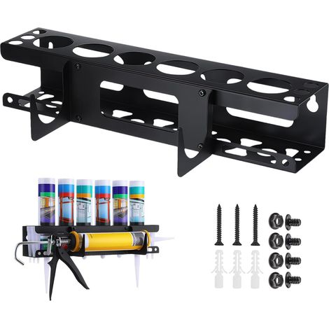 Polyvalent Support Aerosol, Support Cartouche Silicone Utilitaire, Support Mural pour Flacon Pulvérisateur, 6 Trous Pour Tubes en Silicone,Pot Rack Studio Pour Garage, Atelier et Maison (1/5)