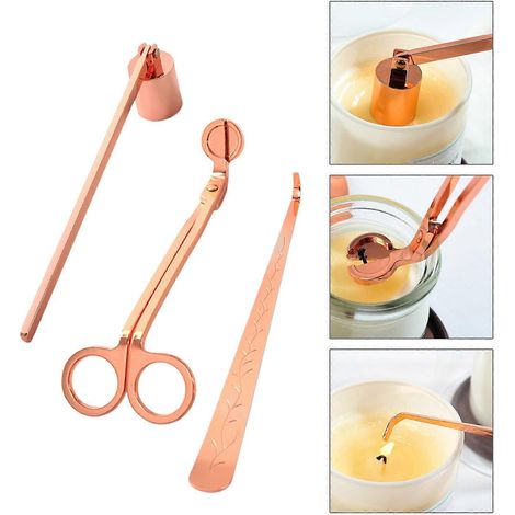 Kit d'entretien pour bougies d'aromathérapie (3 pièces) : éteignoir, coupe-bougie et plongeur. (1/4)