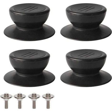 Juego de 4 pomos para tapa, pomo de repuesto universal para tapa de cocina, tapa de vidrio, asa para tapa de vidrio - negro -Crezuo
