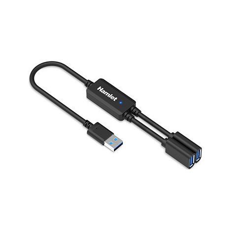 Hamlet Hub USB 3.0 Con Cavo Y 2 Porte USB-A 5 Gbps Nero XHUB-02UA-5GY (1/2)