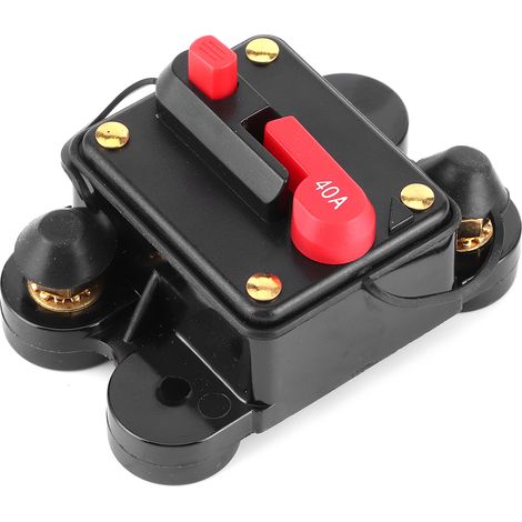 Fusible Automatique 40A pour Système Audio Voiture, Coupe-Circuit 12V-24V DC Bateau Stéréo Protection, Disjoncteur Réarmable 78x58x38mm (1/5)