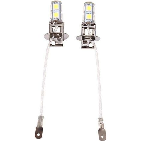 Ampoules LED H3 5050 Blanc Froid 6500K - Lot de 2 - 9 SMD - Pour Feux de Brouillard Automobile 12V - Installation Facile (1/4)
