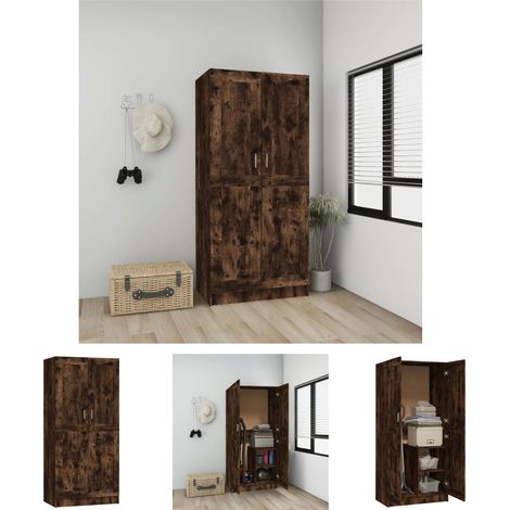 Schrank für Kleidung - vidaXL Kleiderschrank Räuchereiche 82,5x51,5x180 cm Holzwerkstoff - Schrank für Schuhe (1/5)