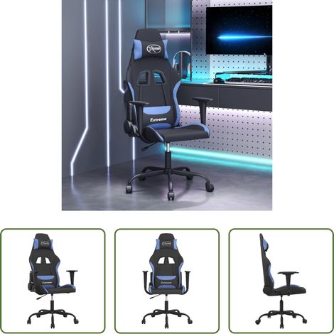 Massagestuhl -  Gaming-Stuhl mit Massagefunktion Schwarz und Blau Stoff (1/5)
