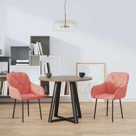 vidaXL Sillas de comedor 2 unidades terciopelo rosa (1/5)