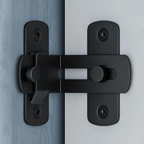 Serrure entrepôt noire Crochet verrouillage américain inox Verrou à boucle acier carbone pour porte coulissante 90° Sécurité grange et atelier