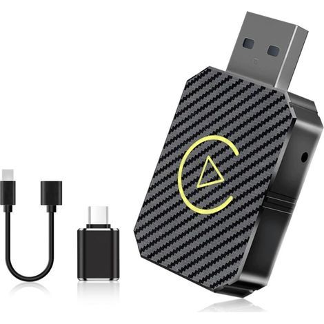 Carplay sans Fil. Adaptateur Carplay sans Fil. Carplay Android Auto. Carplay sans Fil. 2 en 1 Wireless Carplay Adapter pour Voitures équipées De Carplay & AA.USB C/A (Noir) (1/4)