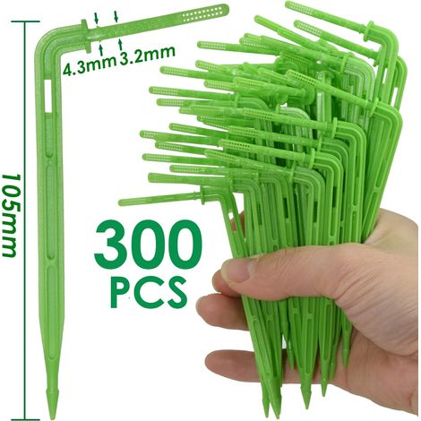 (SPL11-275-300PCS-3 I 5mm) Système d'irrigation goutte à goutte pour tuyau PVC 1/8'' avec perforateur, goutteur en forme de flèche pour plantes et serres (1/5)