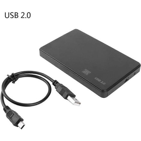 Disque dur externe 2.5 pouces HDD SSD, boîtier adaptateur Sata vers USB 3.0/2.0, boîte de stockage pour disque dur, câble USB 2.0 inclus. (1/4)