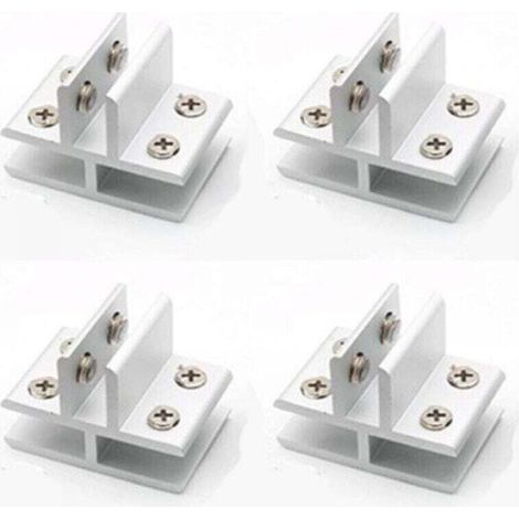 Pack de de 4 pinces à verre en forme de T avec support en verre pour fixation sur 3 panneaux latéraux, XU, Douche, Tables, Panneaux, 10-12 mm - KZQ (1/4)