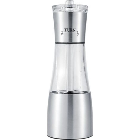 1 Moulin à sel et poivre 2 en 1, Acier inoxydable, Mécanisme céramique, Design argenté, Pour cuisine (1/5)