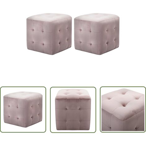The Living Store Pouf 2 Stk. Rosa 30x30x30 cm Samtstoff - Samtsitzsack - Rosa Sitzkissen - Pouf Set - Wohnaccessoire - Deko Kissen (1/5)