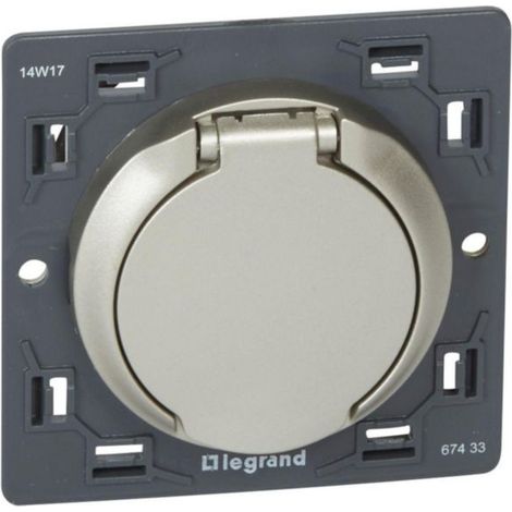 Legrand – Prise d'aspiration centralisée contact électrique – Enjoliveur finition titane – Raccordement tube Ø51mm – Flexible Ø38mm