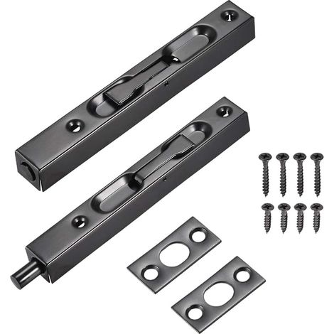 Sliding Door Lock, 150mm Concealed Latch, Stainless Steel Hidden Lock, Sliding Bolt Lock, Hidden Lock, Suitable for Wood and Metal Doors (1/5)