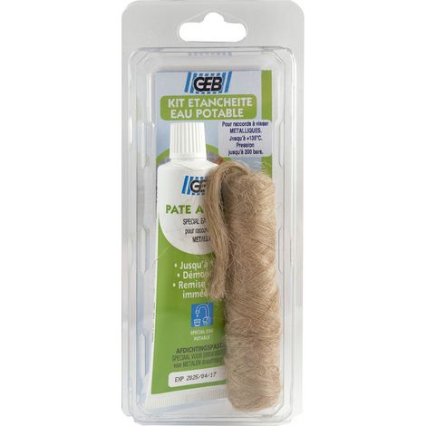 GEB Kit de estanqueidad con pasta selladora 50 ml y cordón de fibra