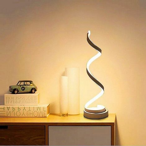 Lampe de Table Spirale LED , incurvée lampe de bureau LED, 12W lumière blanc chaud, creative acrylique LED lampe de modélisation parfaite pour chambre à coucher salon (blanc) (1/5)