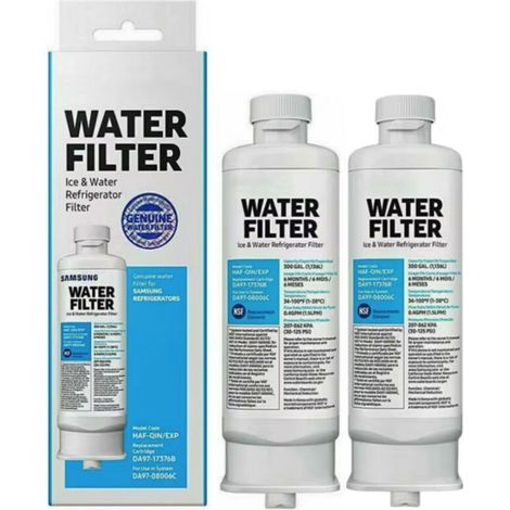 Filtro originale per acqua e ghiaccio del frigorifero, filtrazione a blocco di carbone per acqua potabile pulita e limpida, durata 6 mesi, HAF-CIN/EXP, DA97-17376B, DA97-08006C, confezione da 2 (1/3)