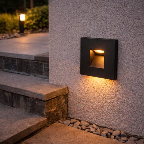 LED-Treppeneinbauleuchte mit magnetischer Front, 3 W, IP65, 3000 K - Schwarz
