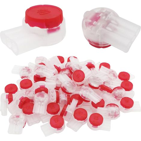 Connecteur Téléphone UR2 - 50 Pièces - Plastique Étanche - Raccordement 3 Fils Sans Dénudage - Téléphonie et Audio - Rouge (1/5)