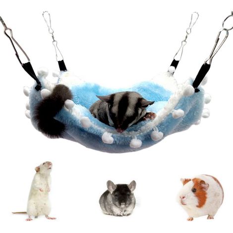 Hamac Rongeur Simple pour Animaux de Compagnie Lit Suspendu à Couchette Couchage Hamster épais Chaud Planeurs en Sucre Cochon d'Inde écureuil Volant, Bleu 21 x 21 cm (1/5)