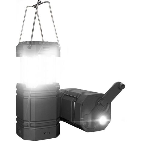 Lanterne Solaire de Camping à Manivelle, Lampe de Poche LED Portable Ultra Lumineuse, Batterie 3000mAh et Autonomie 30-35 H, Charge Port USB & Etanche pour l'Extérieur, Lecture, Randonnée, Urgence (1/5)