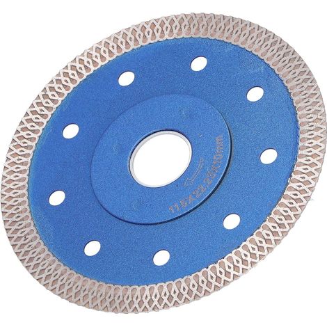 Lame de scie diamantée pour meuleuse d'angle avec bride, filet de coupe ondulé pour carrelage en porcelaine et céramique, 115 mm, bleu (1/5)