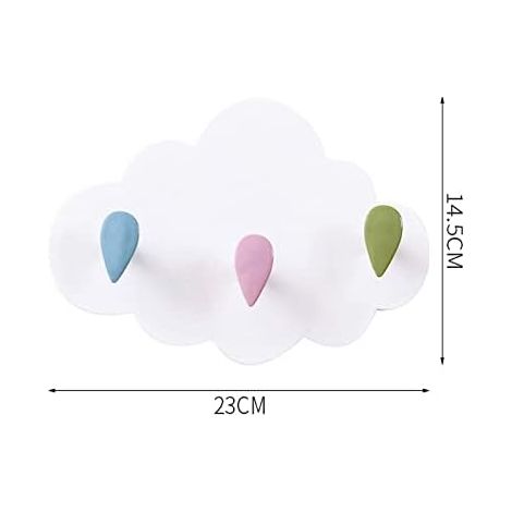 Patère pour Chambre D'enfant Crochets Porte-Manteau Enfant Nuage Installation sans Perçage Crochet Mural de Portemanteau mural pour enfant avec 3 crochets pour Cuisine Salle de Bain (1/4)