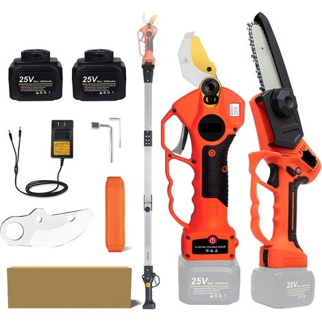 Sécateurs électriques Cisaille électrique sans fil 25V 40mm avec prolongateur de portée 5 pouces tronçonneuse bonsaï coupe-branche Ciseaux électriques professionnels ( Size : Pruner Saw Color Box ) (1/5)