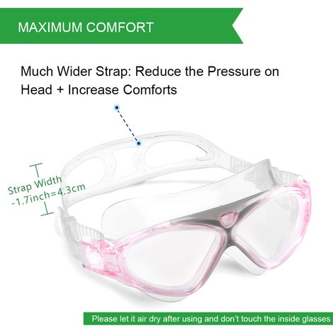 Lunettes de natation pour adultes et enfants, anti-buée, étanches, protection UV, vision claire et confortable pour l'entraînement et la compétition, rose (1/5)